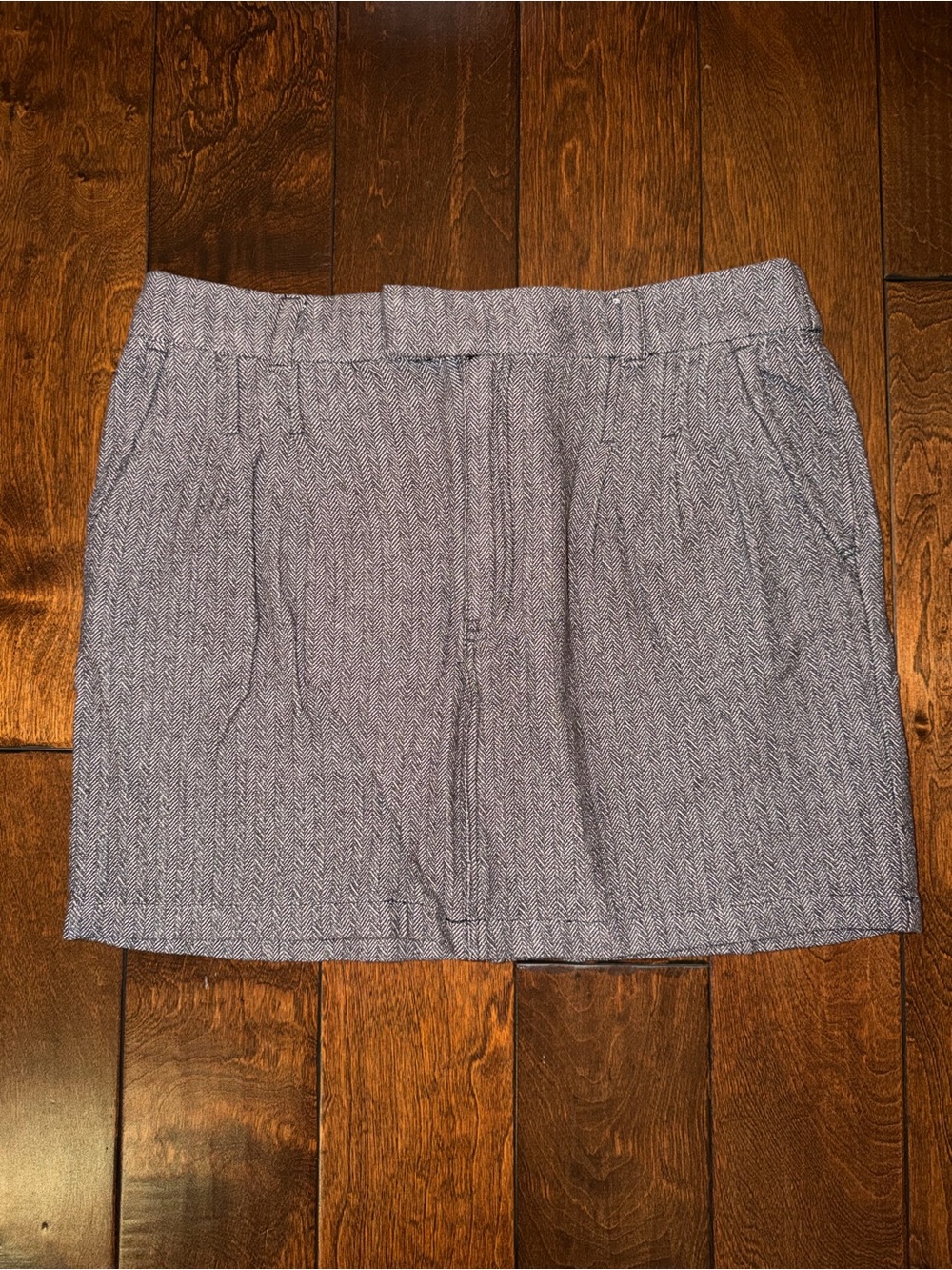 Free People Gray Herringbone Mini Skirt
